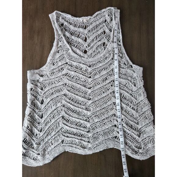 Eileen Fisher Dark Pearl Cotton Wonder Scallop Scoop Neck Crochet Tank M Ibiza - Picture 8 of 8